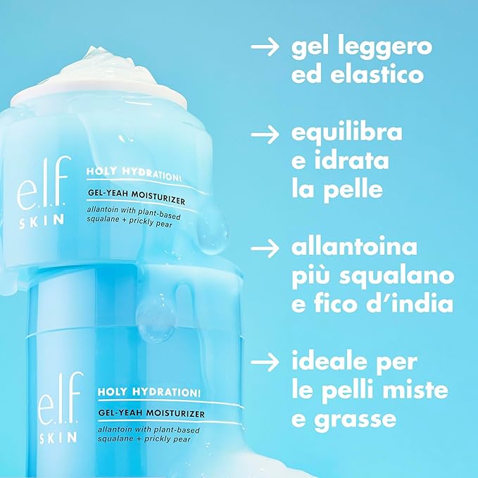 e.l.f. SKIN Holy Hydration! Gel-Yeah Moisturizer,Lightweight Moisturizer For Plump,Hydrated Skin,Infused With Squalane,Vegan & Cruelty-free,(Pack of 2)
