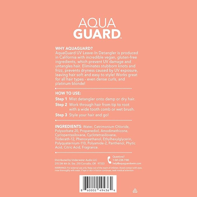 AQUA GUARD After-Swim UV Leave-In Detangler – Quick & Easy Detangling After Every Swim – Paraben & Gluten Free, Vegan, Color Safe, Leaping Bunny Certified