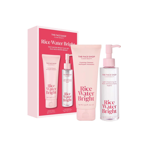 Revitalize Your Skin: Rice Water Bright Double Cleansing Duo Set - Hydrating Vegan Cleanser & Pore Control Oil for Radiant Complexion