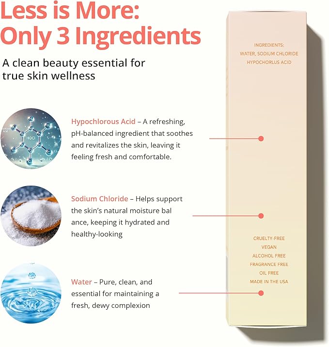 YOUZU Hypochlorous Acid Daily Refresh Spray – Gentle, pH-Balanced Cleanser & Toner – Alcohol-Free, Fragrance-Free, Vegan, Cruelty-Free – Hydrate & Soothe Sensitive Skin