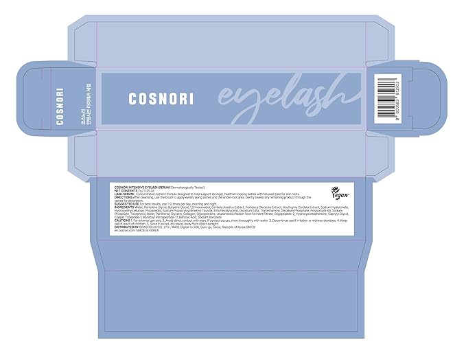 COSNORI Intensive Eyelash Serum - Korean Eyelash Root Care Serum for Healthier and Stronger Lashes - High Purity Protein, Plant-Based Collagen - Hypoallergenic Formula, Non-Irritating, 0.2 fl.oz