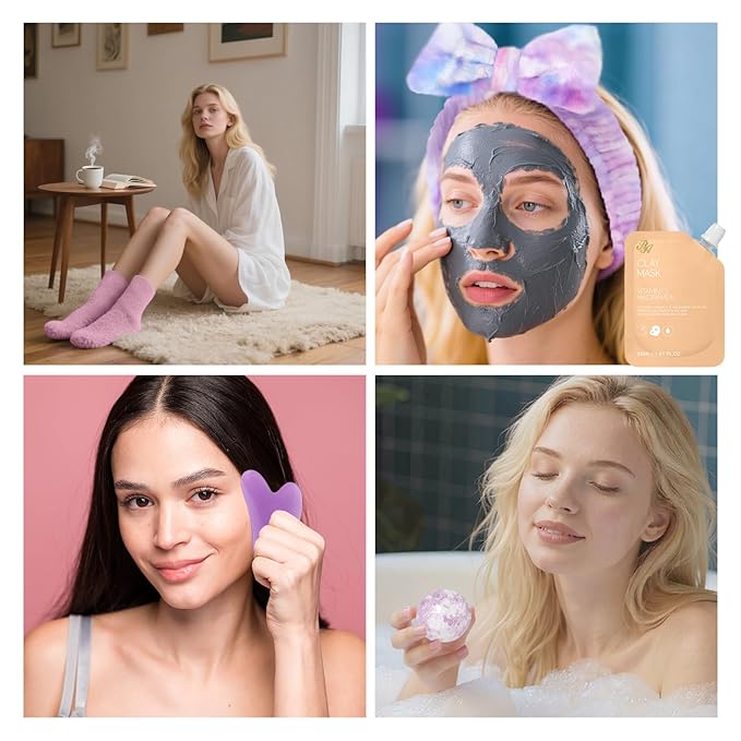 55 Pcs Valentines Day Gifts for Women, Face Sheet Masks Pack, Hydrating Skin Care Kit, Spa Kit Gift, Real Deep Hydrogel Mask, Face Serum, Gel Eye Mask, Christmas, Birthday, Anniversary