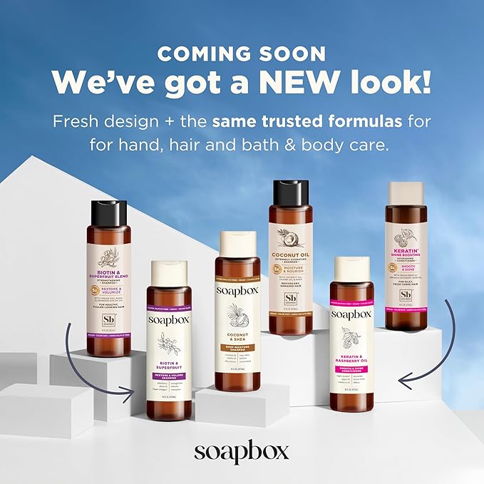 Soapbox Coconut Shampoo and Conditioner Set | Coconut Oil, Jojoba Oil, Aloe & Shea Butter to Moisturize & Nourish All Hair Types | Paraben Free, Silicone Free, Harsh Sulfate Free | 16oz (Pack of 2)