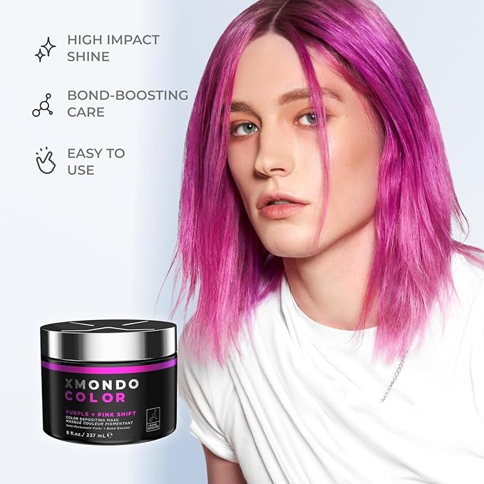 XMONDO Color Purple + Pink Shade Shift Mask – Semi-Permanent Dye with Bond Booster & Hyaluronic Acid, 8 oz
