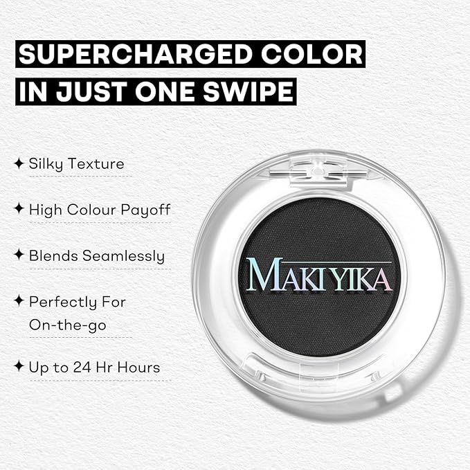 MAKI YIKA Dark Blue Matte Single Eye Shadow Palette for Women, Pigmented White Eyeshadow Powder for Brown Eyes, Color Stay Long Lasting Waterproof Eye Makeup Palette, #5