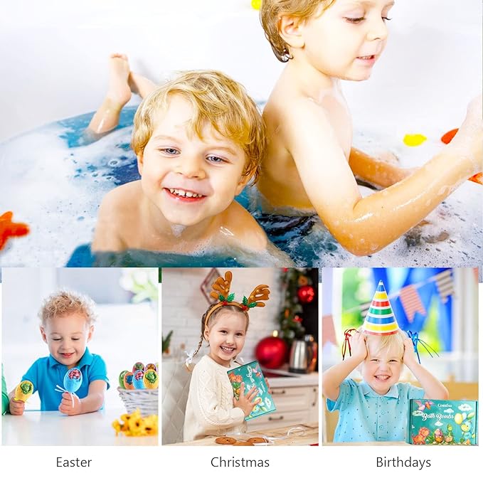 Bath Bombs for Kids - XL Dino Eggs Bath Bomb with Surprise Toys Inside, Kids Bath Bomb Gift Set, Natural Bubble Bath, Dinosaur Bathbombs Birthday Gift for Boys Girls, Christmas Stocking Stuffers Gift