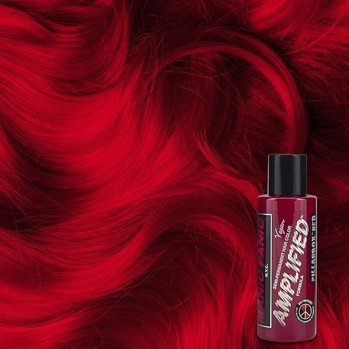 MANIC PANIC Pillarbox Red Hair Color - Amplified - (2PK) Semi Permanent Hair Dye - Deep True Red Color - For Dark & Light Hair - Vegan, PPD & Ammonia-Free - For Coloring Hair with Men & Women