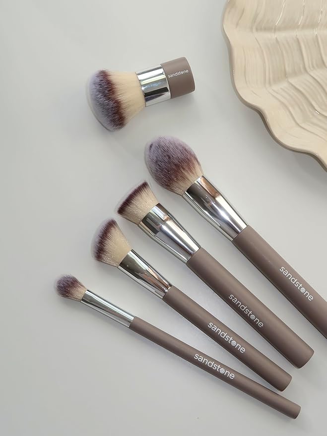 Sandstone Scandinavia Flat Top Foundation Brush – Dense Makeup Brush for Seamless Buffing & Blending – Ultra-Soft Vegan Bristles – Cruelty-Free
