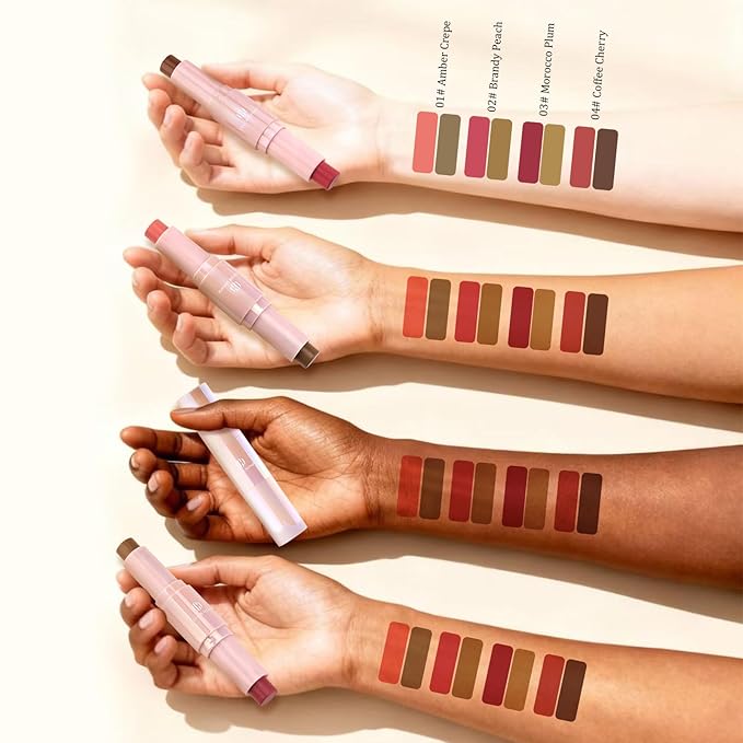 Color Nymph Blush Contour Makeup Stick, Double-end Stick Cream Blush & Contour Multiuse Butter Stick For Cheeks Eyes Lip Matte Texture Vegan & Cruelty-Free - 01# Amber Crepe