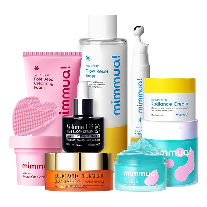 Total Skincare Routine 10ea | from facial cleansing to Anti Aging | Volufiline, Beta Glucan, Niacinamide, 10 Berry Complex, Turmeric, Kojic, Glacial Water