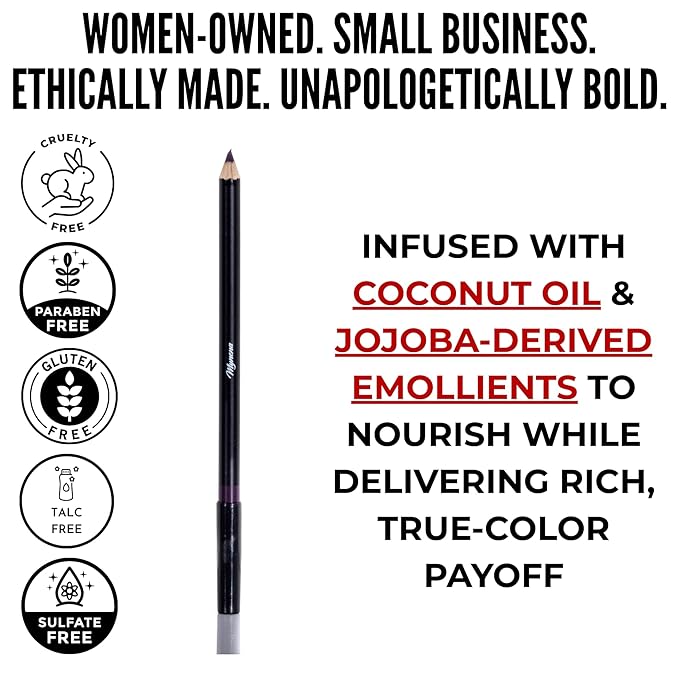 Mynena Dark Purple Creamy Matte Waterproof Lip Liner | Long Lasting Transfer-Proof | Sharpenable | Blendable Pencil for Defined Lips