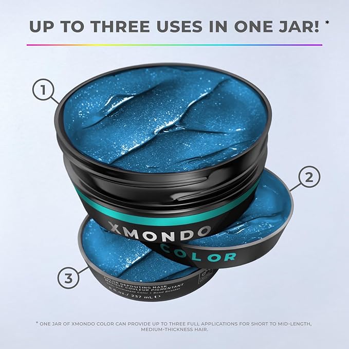 XMONDO Hair Color Turquoise Hair Healing Semi Permanent Color | Vegan Formula with Hyaluronic Acid to Retain Moisture, and Bond Boosting Technology, 8 Fl Oz