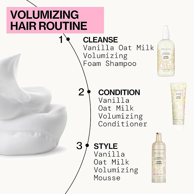 Pacifica Hair Mousse - Vanilla Oat Milk – Light Hold for Soft Volume & Hydration with Touchable Hold, Delightful Vanilla Scent, Vegan & Cruelty-Free, 5 fl oz