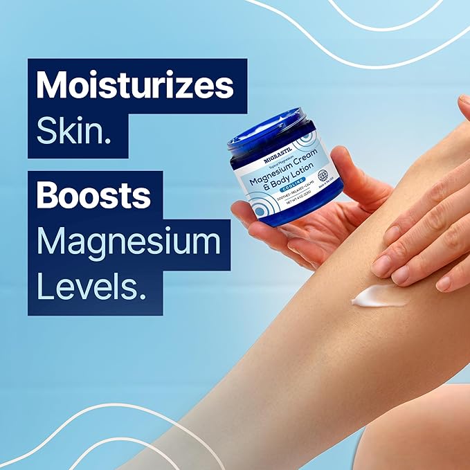MIGRASTIL Cooling Magnesium Cream & Body Lotion - Promotes Sleep and Soothing Relief for Sore Muscles, Leg Discomfort, Etc. 4oz. Made in The USA.