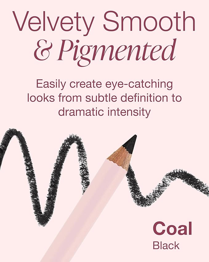 Mineral Fusion Eye Pencil (Black - Coal) - Eyeliner with Soothing Chamomile, Meadowfoam & Vitamin E - Smooth & Long Lasting, Hypoallergenic, Non-Irritating Eye Makeup
