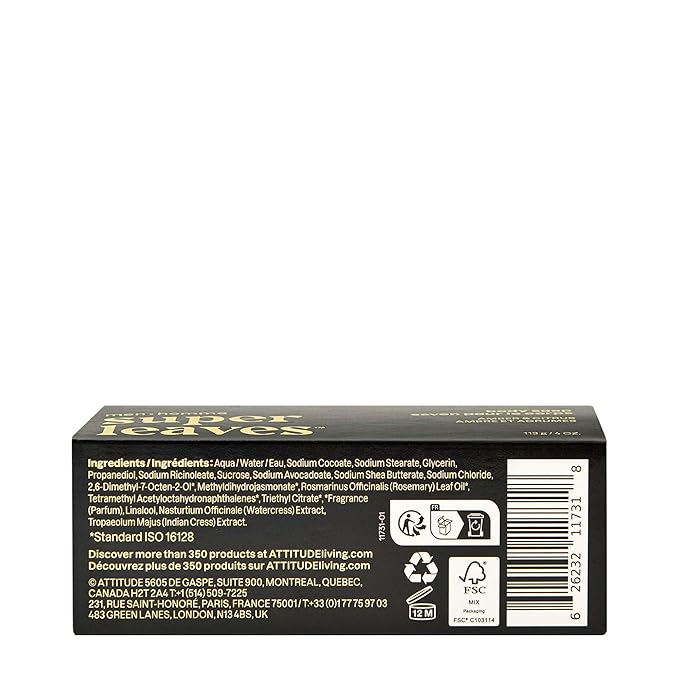 ATTITUDE Bar Soap Body Wash for Men, For Body and Hands, 99% Natural Origin Ingredients with Avocado Oil, EWG Verified, Amber & Citrus, 4 Oz