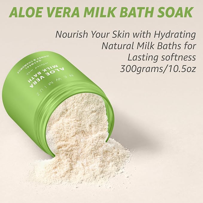 Creamy Oats Milk Bath Soak Hydrate Moisturize Soften Skin Aloe Vera Honey Chamomile Luxury Spa Bath Salt Christmas Birthday Relaxation Gift for Women