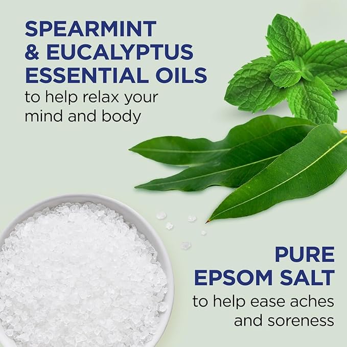 Dr Teal's Holiday Edition Pure Epsom Salt Gift Set, 3 Pack with Eucalyptus Spearmint, Restorative Minerals, Shea Butter, 14 oz Each with Body Lotion Sample