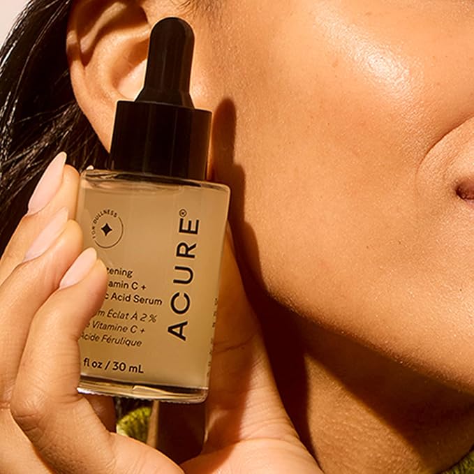 Acure Brightening 2% Vitamin C & Ferulic Acid Serum - Vit C Serum for Face, Anti Aging, Bright Glow for Women & Men, Facial Skincare, Vegan & Cruelty Free - 1 fl oz