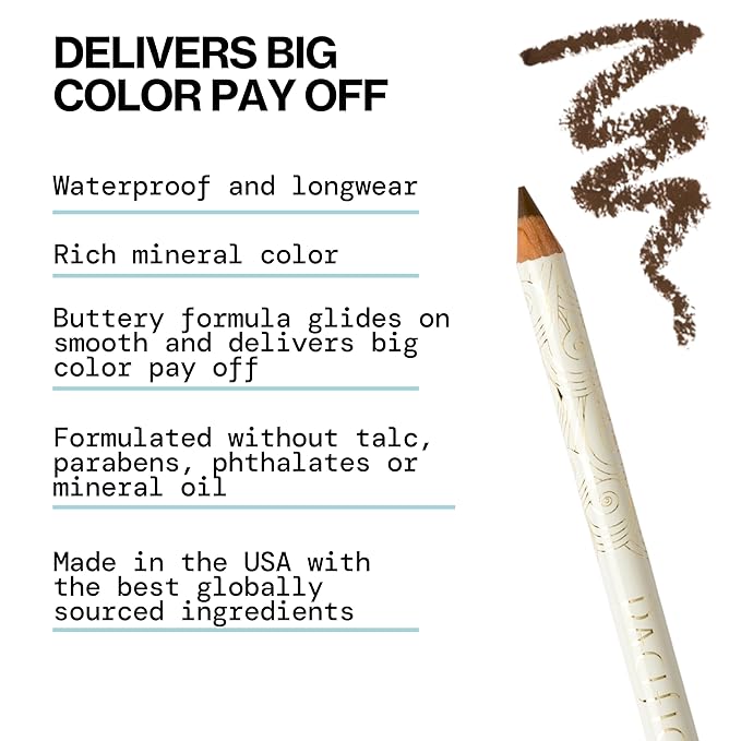 Pacifica Waterproof Eyeliner Pencil – Fringe Brown Liner Longwear, Smudge-Proof, Eye Liner Eye Makeup Vegan & Cruelty-Free Ophthalmologist Tested