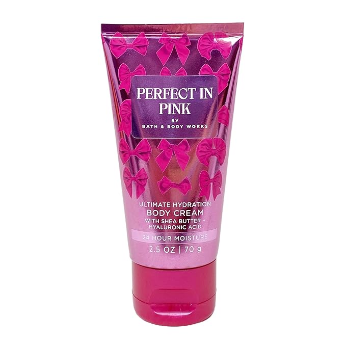 Bath & Body Works Perfect In Pink Mini Trio Bundle - Body Cream - Fragrance Mist and Body Wash with a Himalayan Salts Springs Sample Soap - Travel Size