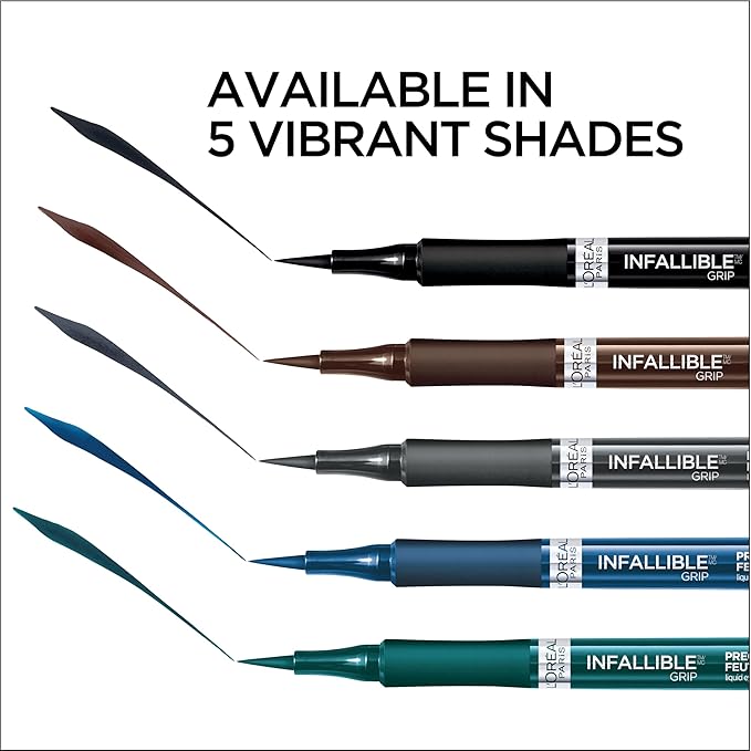 L'Oreal Paris Cosmetics Makeup Infallible Grip Precision Felt Eyeliner, Smudge Resistant, Long Lasting Waterproof Eyeliner, Green, Green, 0.03 fl oz