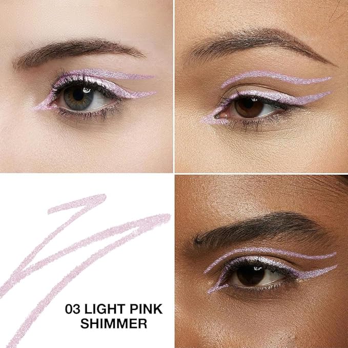 Light Pink Shimmer Gel Eyeliner Pencil, Multi-Use Waterline Eyeliner with Sharpener, Sharpenable Eye Liner Waterproof Smudge Proof, High Pigmented Eye Makeup Liners, Vegan & Cruelty-Free 03