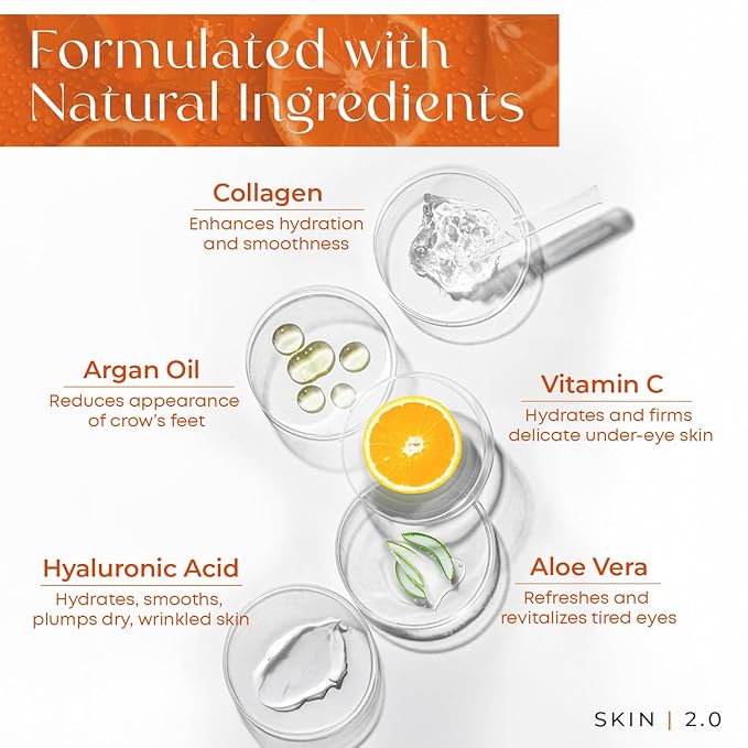 Vitamin C & Collagen Under Eye Serum – Dermatologist Tested, Anti Aging Korean Skin Care – Targets Dark Circles, Puffiness & Fine Lines for Smoother, Firmer Eyes – Vegan Clean Beauty, 1 fl oz
