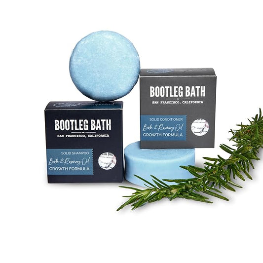 Growth Formula Shampoo and Conditioner Bar Set with Biotin and Rosemary Essential Oil, Vegan, Sulfate-Free, Phthalate-Free, Paraben-Free, Eco Friendly, 2.2 oz bars