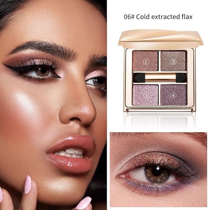 Cool Mauve Purple Eyeshadow Palette, High Pigment Shimmer & Glitter Shades for Icy Pink Glow, Soft Glam & Plum Smokey Eyes — Long-Lasting Blendable Eye Makeup for Green, Hazel & Brown Eyes