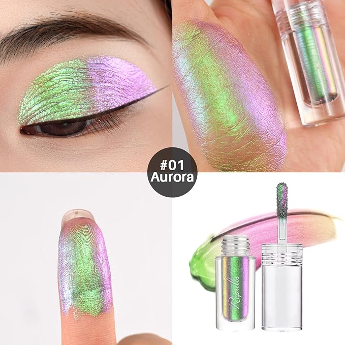 Chameleon Liquid Glitter Eyeshadow - High Pigment, Quick Drying Waterproof, Vegan & Cruelty-Free, Long Lasting Sparkle Eyeshadow Makeup for Women#01