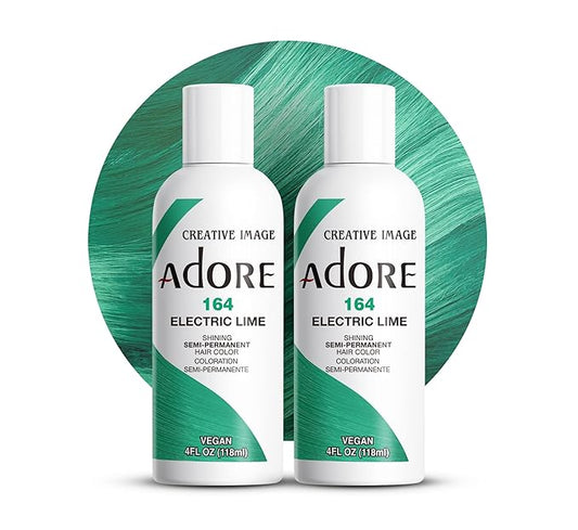 Adore Semi Permanent Hair Color (164 Electric Lime) (2 Pack) | Vegan & Cruelty-Free Green Hair Dye | No Ammonia, No Peroxide, No Alcohol | 4 Fl Oz