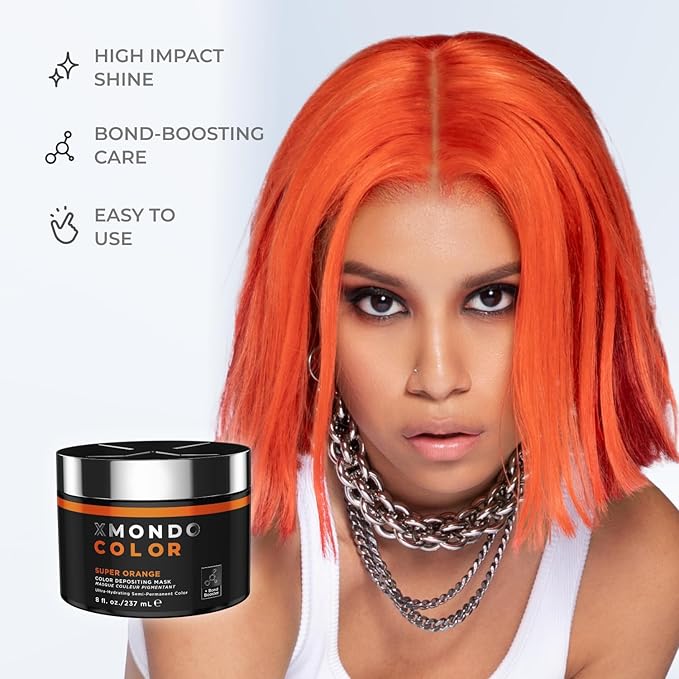 XMONDO Hair Super Orange Depositing Mask & Semi-Permanent Orange Dye | Infused with Bond Booster Technology & Hyaluronic Acid for Nourishment, Revitalization & Repair, Vegan Formula, 8 Fl Oz 1-Pack