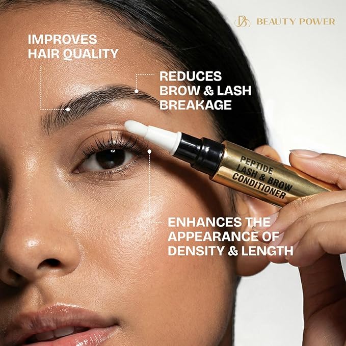 Eyelash Serum & Eyebrow Conditioner - Prostaglandin-Free & Hormone-Free - Dual Peptides & Vitamin B5 for Thicker Fuller Lashes - Safe for Sensitive Eyes - 5ml (3-Month Supply)