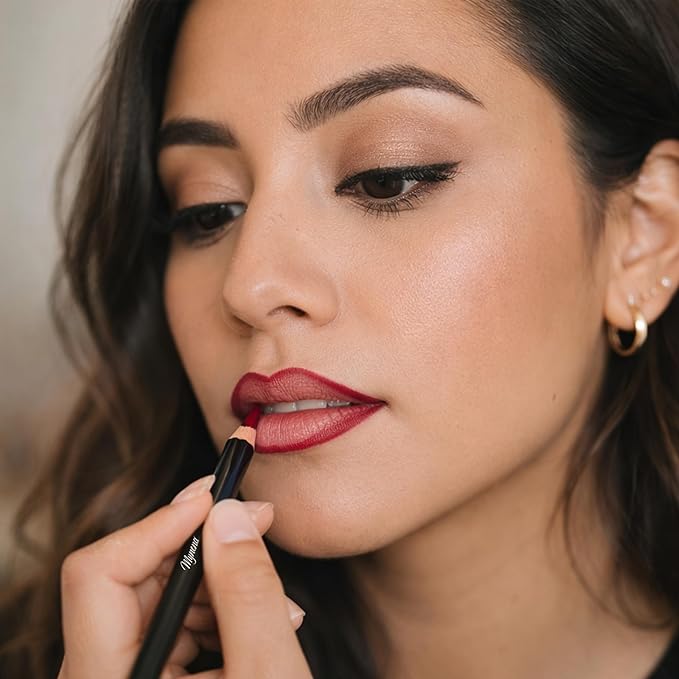 Mynena Red Rose Creamy Matte Waterproof Lip Liner | Long Lasting Transfer-Proof | Sharpenable | Blendable Pencil for Defined Lips