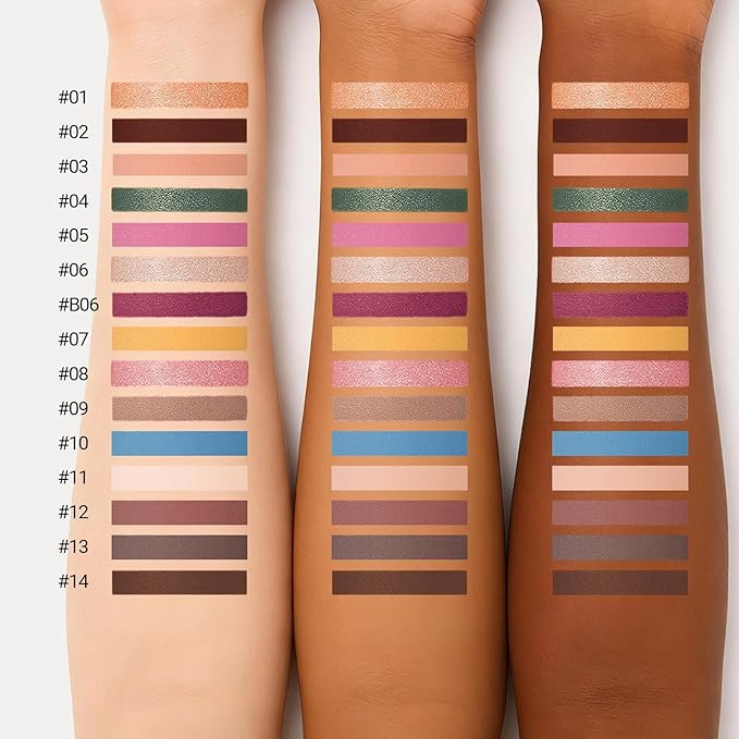 Erinde Waterproof Shimmer Eyeshadow Stick, Plum Brown Mauve Cream Eye Shadow Stick, Long-Lasting Crease-Proof Cream to Powder Buildable & Blendable Eye Shadow Pencils Crayon, Vegan & Cruelty-Free, B06