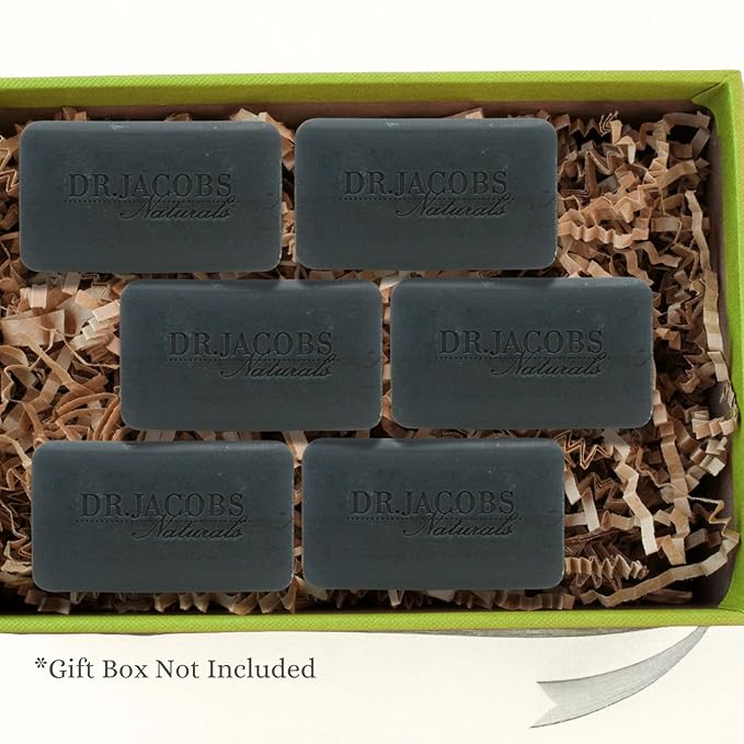 Dr Jacobs Naturals, Triple Milled Loofah Exfoliating Castile Bar Soap (Pack of 6) - Free of Parabens, Sulfates, Synthetics, Gltuen and GMO (Muddy Charcoal)