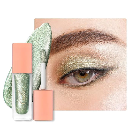 Oulac Green Liquid Glitter Eyeshadow&Eyeliner–Smooth Shimmer Eye Makeup with Sparkle Finish,All-Day Wear Lightweight Buildable Formula,Easy to Use Smudge-Proof,Gifts for Women,Vegan 5.4g (19)Starlets