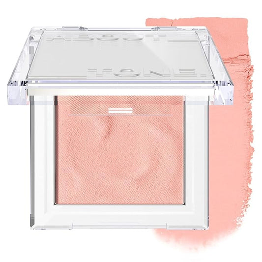 ABOUT TONE Fluffy Wear Blusher - Pressed Powder Cheek Blush with Airy and Soft Matte Blurring Finish Blendable & Buildable Natural Color Korean Makeup Vegan (10 BUBBLY ORANGE PEACH)