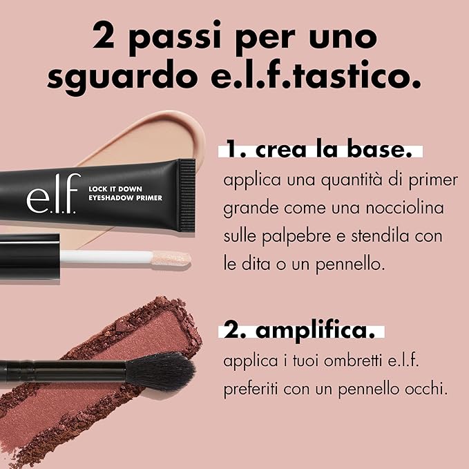 e.l.f. Lock It Down Eyeshadow Primer,Smooth Creamy Eye Makeup Primer For Long-Lasting Eyeshadow,Intensifies Color,Helps Prevent Creasing,Vegan & Cruelty-Free,(Pack of 2)
