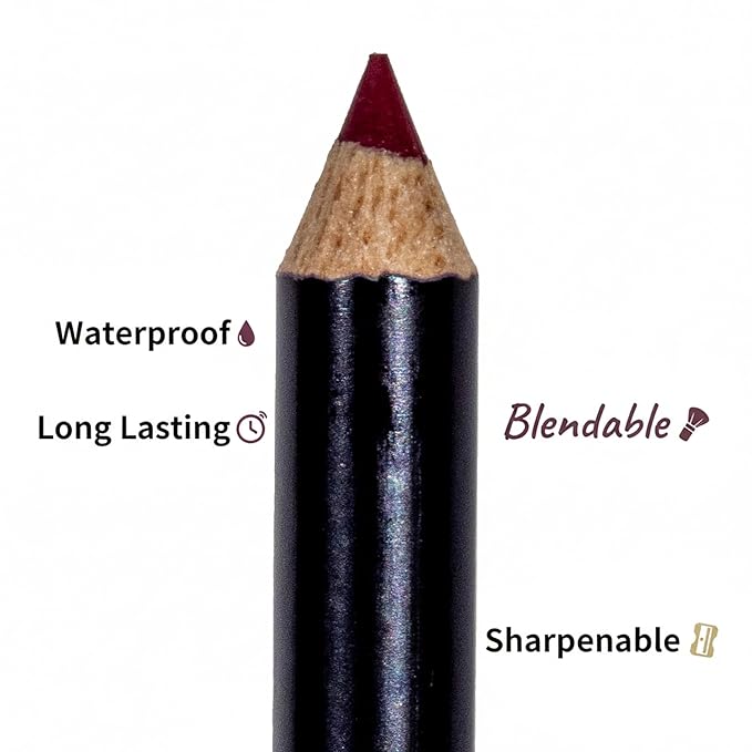Mynena Red Rose Creamy Matte Waterproof Lip Liner | Long Lasting Transfer-Proof | Sharpenable | Blendable Pencil for Defined Lips