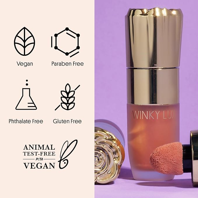 Winky Lux Cheeky Rose Liquid Highlighter - Gel Cream, Blendable & Buildable Pigment, Long Lasting Weightless Dewy Finish, Rose Gold, Nova
