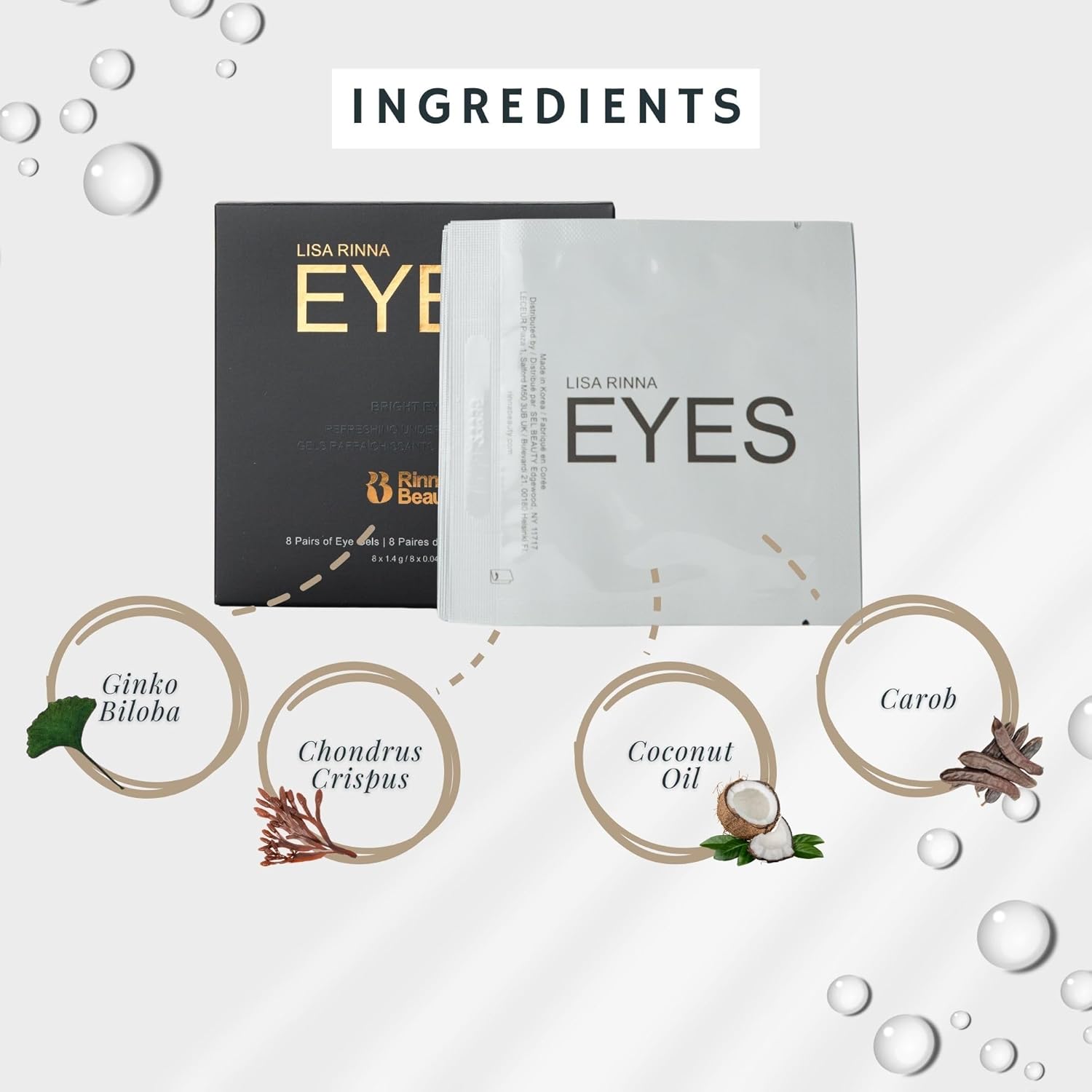 Bright Eyes Cooling under Eye Gel Patches - Reduces Puffy Eyes and Dark Circles, for Men & Women - Vegan, Cruelty-Free, Paraben-Free, Sulfate-Free & Phthalate-Free - 8 Pairs - 1 Count