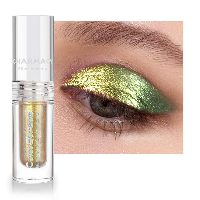 CHARMACY Liquid Duochrome Eyeshadow, Multi-Dimensional Eye Looks, Long Lasting Glitter Eye Shadow Sets Metallic Pigments, Quick Drying, Sparkling Shiny Eye Makeup for Beginners, 1.6g (#18)