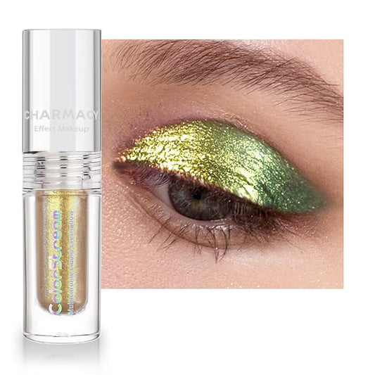 CHARMACY Liquid Duochrome Eyeshadow, Multi-Dimensional Eye Looks, Long Lasting Glitter Eye Shadow Sets Metallic Pigments, Quick Drying, Sparkling Shiny Eye Makeup for Beginners, 1.6g (#18)
