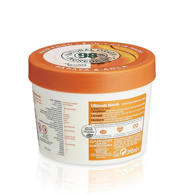 Garnier Ultimate Blends Hair Food Papaya 3-in-1 Damaged Hair Mask Treatment 390ml
