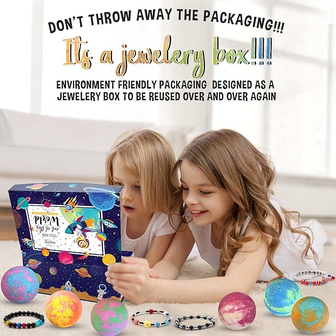 Bath Bombs for Kids with Surprise Inside, Bath Bombs with Surprise Jewelry & Jewelry Box - Organic, Skin Moisturizing, Natural Kids Space Galaxy Bracelets, Easter Basket Essentials for Boys, Girls