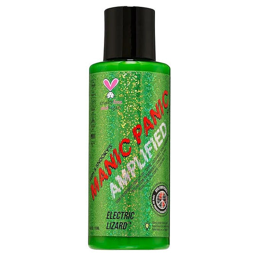 MANIC PANIC Electric Lizard Hair Color - Amplified - Semi Permanent Hair Dye - Bright Neon Green Hair Color - Glows In Blacklight - Vegan, PPD & Ammonia-free - For Coloring Hair for Men & Women