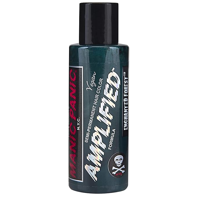 MANIC PANIC Enchanted Forest Hair Color - Amplified - Semi-Permanent Hair Dye - Deep, Teal Green With Blue Undertones For Dark & Light Hair, Vegan, PPD & Ammonia-Free, For Coloring Hair on Men & Women
