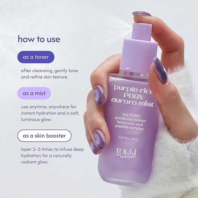 Purple Rice PDRN Aurora Mist | Hydrating Facial Toner Mist | Skin Barrier Support & Radiant Glow | Vegan Korean Skincare | 2.87 fl oz (85 ml)